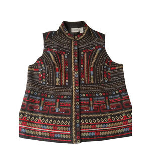 Chico’s Vest Hippie Boho Women’s Embroidered Sleeveless Small